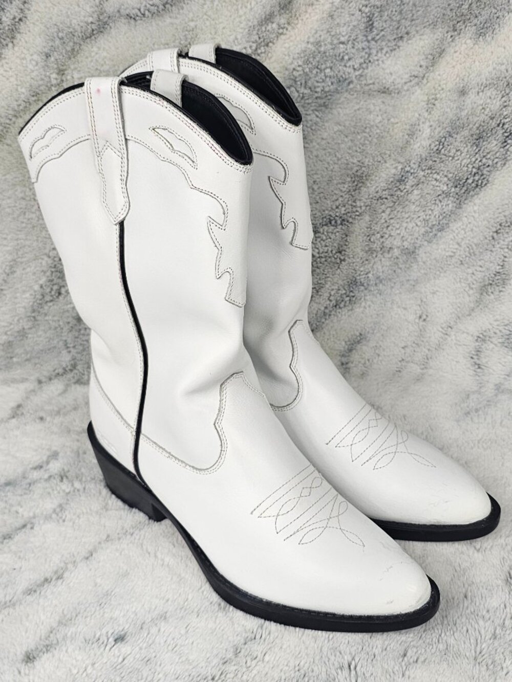 Dolls Kill ROC Australia EU 42/ US 10.5 White Vintage Real Leather Cowboy Boots